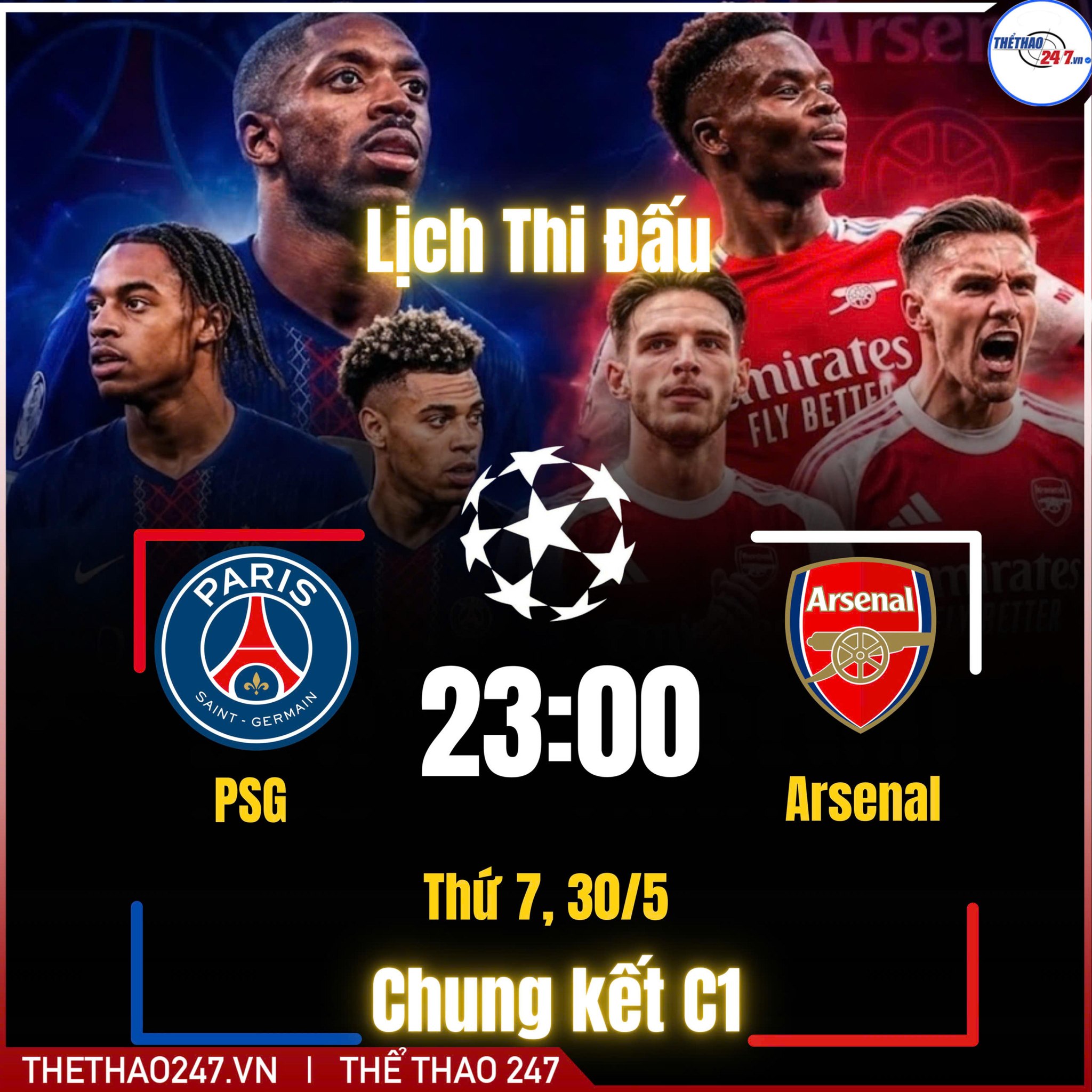 Chung kết Champions League: PSG vs Arsenal - trận chiến của bóng đá đỉnh cao